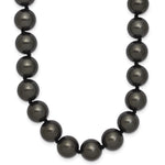 Sterling Silver Rhodium-plated 10- Black Imitation Shell Pearl Hand-knotted Necklace
