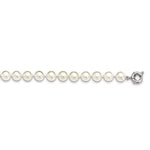Sterling Silver Rhodium-plated 10- White Shell Pearl Hand-knotted Necklace