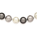 Sterling Silver Rhodium-plated 12- Multi-color Imitation Shell Pearl Hand-knotted Necklace