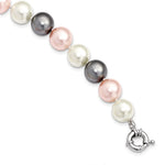Majestik Sterling Silver Rhodium-plated 12- Multi-Color Imitation Shell Pearl Hand-knotted Necklace