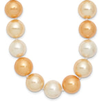 Sterling Silver Rhodium-plated 12- Yellow, Gold and White Imitation Shell Pearl Hand-knotted Necklace
