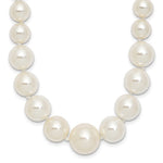 Sterling Silver Rhodium-plated 6- Graduated White Shell Pearl Hand-knotted 18 Inch Necklace