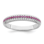 Brilliant Embers Sterling Silver Rhodium-plated 67 Stone Red and White Micro Pav CZ Polished Ring