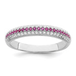 Brilliant Embers Sterling Silver Rhodium-plated 67 Stone Red and White Micro PavÇ CZ Polished Ring