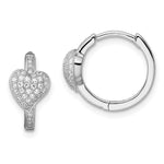 Brilliant Embers Sterling Silver Rhodium-plated 78 Stone Micro Pav‚ CZ Heart Hinged Hoop Earrings