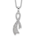 Brilliant Embers Sterling Silver Rhodium-plated 78 Stone Micro Pav CZ Ribbon Necklace with 2 Inch Extender
