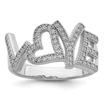 Brilliant Embers Sterling Silver Rhodium-plated 63 Stone Micro Pav CZ Polished Love Ring