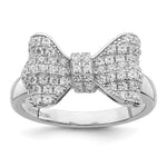Brilliant Embers Sterling Silver Rhodium-plated 71 Stone Micro Pav CZ Bow Ring