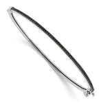 Brilliant Embers Sterling Silver Rhodium-plated 71 Stone Micro Pav Black CZ Polished Hinged Bangle