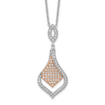 Brilliant Embers Sterling Silver Rose Gold-plated Rhodium-plated 105 Stone Micro Pav‚ CZ Necklace with 2 Inch Extender