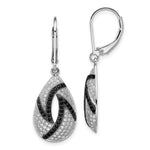 Brilliant Embers Sterling Silver Rhodium-plated 198 Micro PavÇ Black and White CZ Teardrop Leverback Earrings