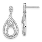 Brilliant Embers Sterling Silver Rhodium-plated 148 Stone Micro Pav CZ Dangle Post Earrings