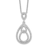 Brilliant Embers Sterling Silver Rhodium-plated 88 Stone Pav CZ Teardrop Necklace with 2 Inch Extender