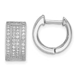 Brilliant Embers Sterling Silver Rhodium-plated 106 Stone Micro PavÇ CZ Hinged Hoop Earrings