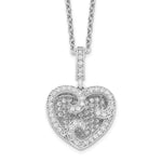 Brilliant Embers Sterling Silver Rhodium-plated 100 Stone Micro PavÇ CZ Polished Heart Necklace with 2 Inch Extender