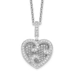 Brilliant Embers Sterling Silver Rhodium-plated 100 Stone Micro Pav CZ Polished Heart Necklace with 2 Inch Extender