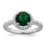 Brilliant Embers Sterling Silver Rhodium-plated 35 Stone White and Green Micro Pav CZ Ring