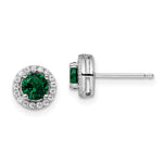 Brilliant Embers Sterling Silver Rhodium-plated 34 Stone White and Green Micro Pav Halo CZ Post Earrings