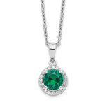 Brilliant Embers Sterling Silver Rhodium-plated 20 Stone White and Green Micro Pav‚ CZ Necklace with 2 Inch Extender