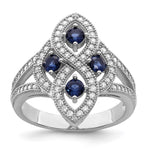 Brilliant Embers Sterling Silver Rhodium-plated 84 Stone Blue and White Micro Pav CZ Ring