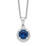 Brilliant Embers Sterling Silver Rhodium-plated 20 Stone White and Blue Micro PavÇ CZ Necklace with 2 Inch Extender
