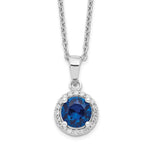 Brilliant Embers Sterling Silver Rhodium-plated 20 Stone White and Blue Micro Pav CZ Necklace with 2 Inch Extender