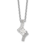 Brilliant Embers Sterling Silver Rhodium-plated 13 Stone Micro Pav CZ Necklace with 2 Inch Extender