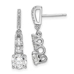 Brilliant Embers Sterling Silver Rhodium-plated 18 Stone Micro Pav‚ CZ 3 Stone Dangle Post Earrings