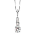 Brilliant Embers Sterling Silver Rhodium-plated 3 Stone Micro Pav CZ Necklace with 2 Inch Extender