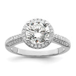 Brilliant Embers Sterling Silver Rhodium-plated 69 Stone Halo Micro Pav CZ Ring