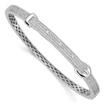Brilliant Embers Sterling Silver Rhodium-plated 202 Stone Micro Pav CZ Buckle Hinged Bangle