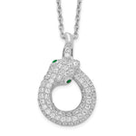 Brilliant Embers Sterling Silver Rhodium-plated 85 Stone Micro Pav White and Green CZ Snake Necklace with 2 Inch Extender