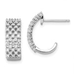 Brilliant Embers Sterling Silver Rhodium-plated 66 Stone Micro Pav CZ J Hoop Post Earrings