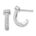 Brilliant Embers Sterling Silver Rhodium-plated 90 Stone Micro PavÇ CZ J Hoop Post Earrings