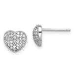 Brilliant Embers Sterling Silver Rhodium-plated 68 Stone Micro Pav CZ Heart Post Earrings