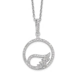 Brilliant Embers Sterling Silver Rhodium-plated 67 Stone Micro Pav CZ Wing Necklace with 2 Inch Extender