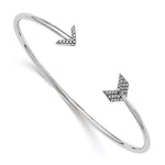 Brilliant Embers Sterling Silver Rhodium-plated 33 Stone Micro Pav CZ Arrow Bangle