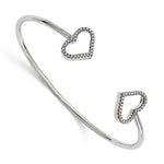 Brilliant Embers Sterling Silver Rhodium-plated 60 Stone Micro Pav CZ Hearts Bangle