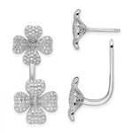 Brilliant Embers Sterling Silver Rhodium-plated 364 Stone Convertible Front Back 4-Leaf Clover Micro-Pav CZ Dangle Earrings