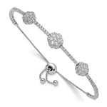 Sterling Shimmer Sterling Silver Rhodium-plated 133 Stone CZ Adjustable up to Bracelet