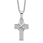 Brilliant Embers Sterling Silver Rhodium-plated 38 Stone Micro PavÇ CZ Polished Cross Necklace with 2 Inch Extender