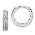 Brilliant Embers Sterling Silver Rhodium-plated 48 Stone Micro Pav CZ Hinged Hoop Earrings