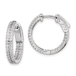 Sterling Shimmer Sterling Silver Rhodium-plated 100 Stone PavÇ CZ In and Out Round Hinged Hoop Earrings