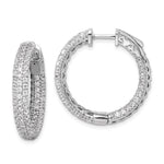 Sterling Shimmer Sterling Silver Rhodium-plated 178 Stone PavÇ CZ In and Out Round Hinged Hoop Earrings