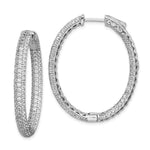 Sterling Shimmer Sterling Silver Rhodium-plated 292 Stone Pav CZ In and Out Oval Hinged Hoop Earrings