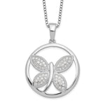 Brilliant Embers Sterling Silver Rhodium-plated 52 Stone Micro Pav‚ CZ Butterfly Necklace with 2 Inch Extender