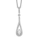 Brilliant Embers Sterling Silver Rhodium-plated 46 Stone with extender Spring Ring Clasp Micro Pav CZ Teardrop Necklace with 2 Inch Extender