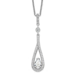 Brilliant Embers Sterling Silver Rhodium-plated 46 Stone with extender Spring Ring Clasp Micro Pav‚ CZ Teardrop Necklace with 2 Inch Extender