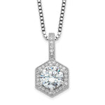 Brilliant Embers Sterling Silver Rhodium-plated 31 Stone Micro Pav CZ Hexagon Necklace with 2 Inch Extender