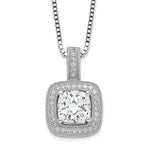 Brilliant Embers Sterling Silver Rhodium-plated 35 Stone Halo Micro PavÇ CZ Necklace with 2 Inch Extender